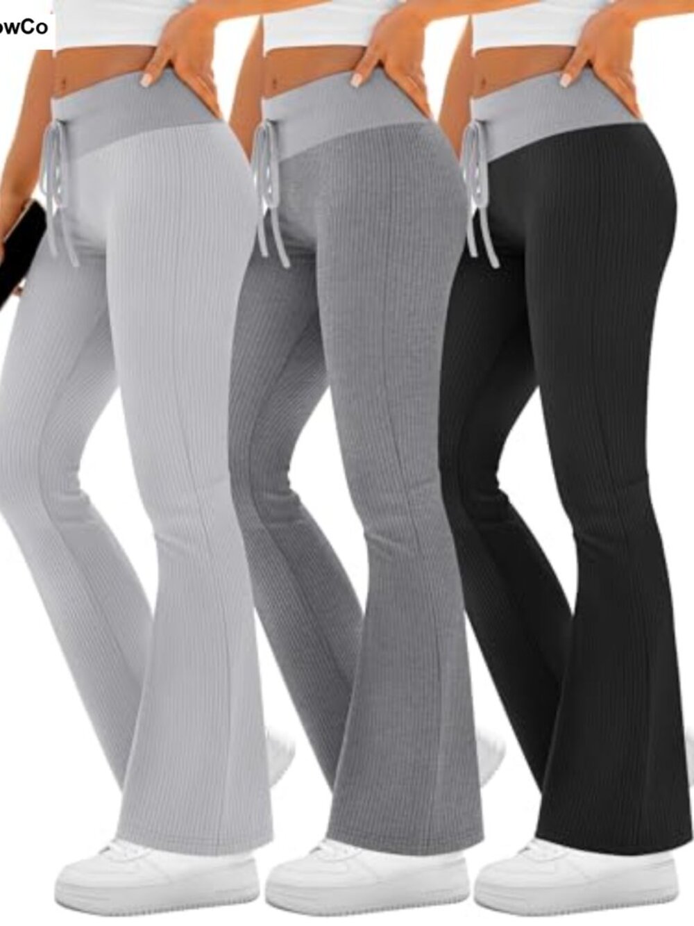 Ribbed Knit Flare Leggings Yoga Pants Bootcut Bell Bottom
